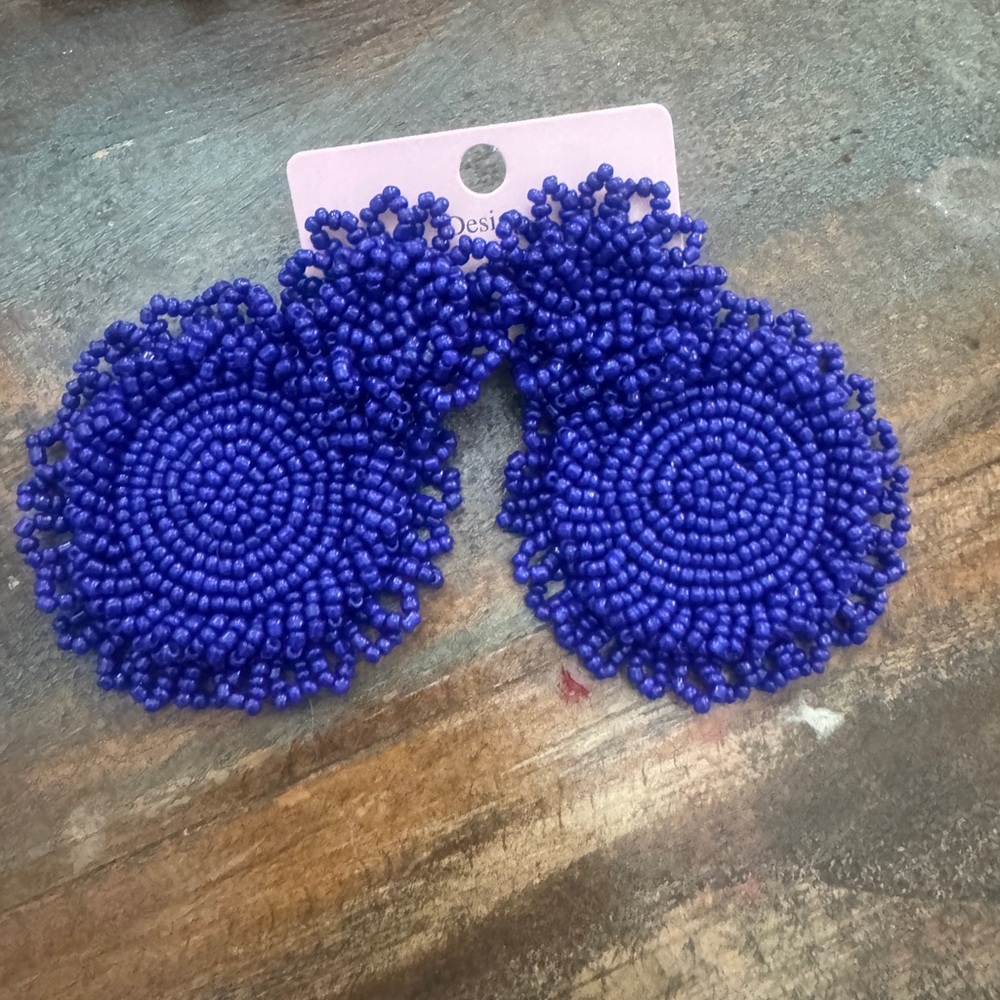Blue Beaded Earrings